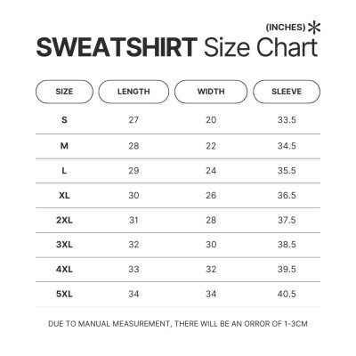 Sweatshirt Size Chart 2 - Subnautica Shop